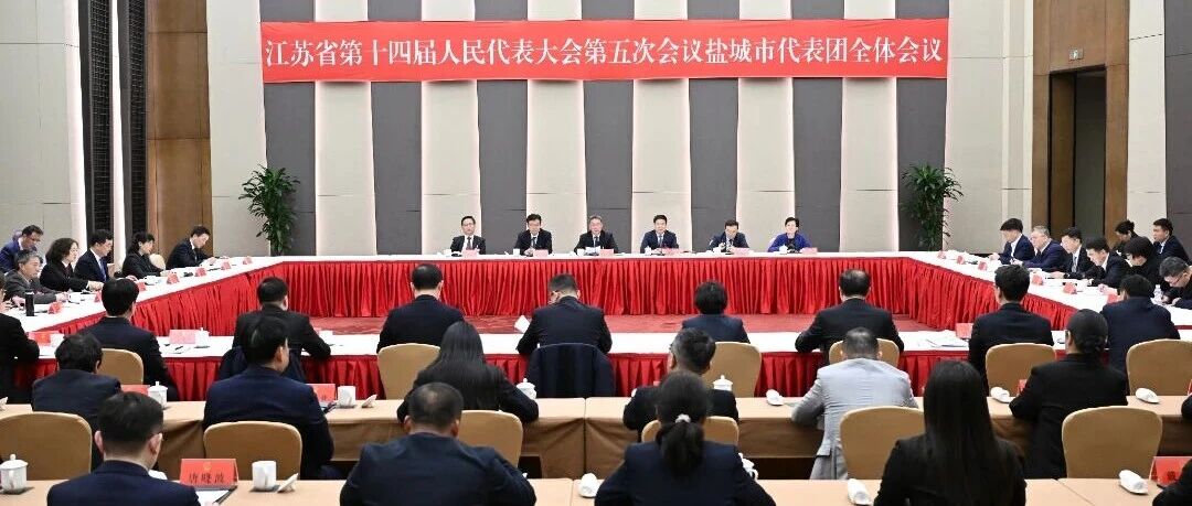出席省十四届人大五次会议的盐城市代表团在宁召开全体会议