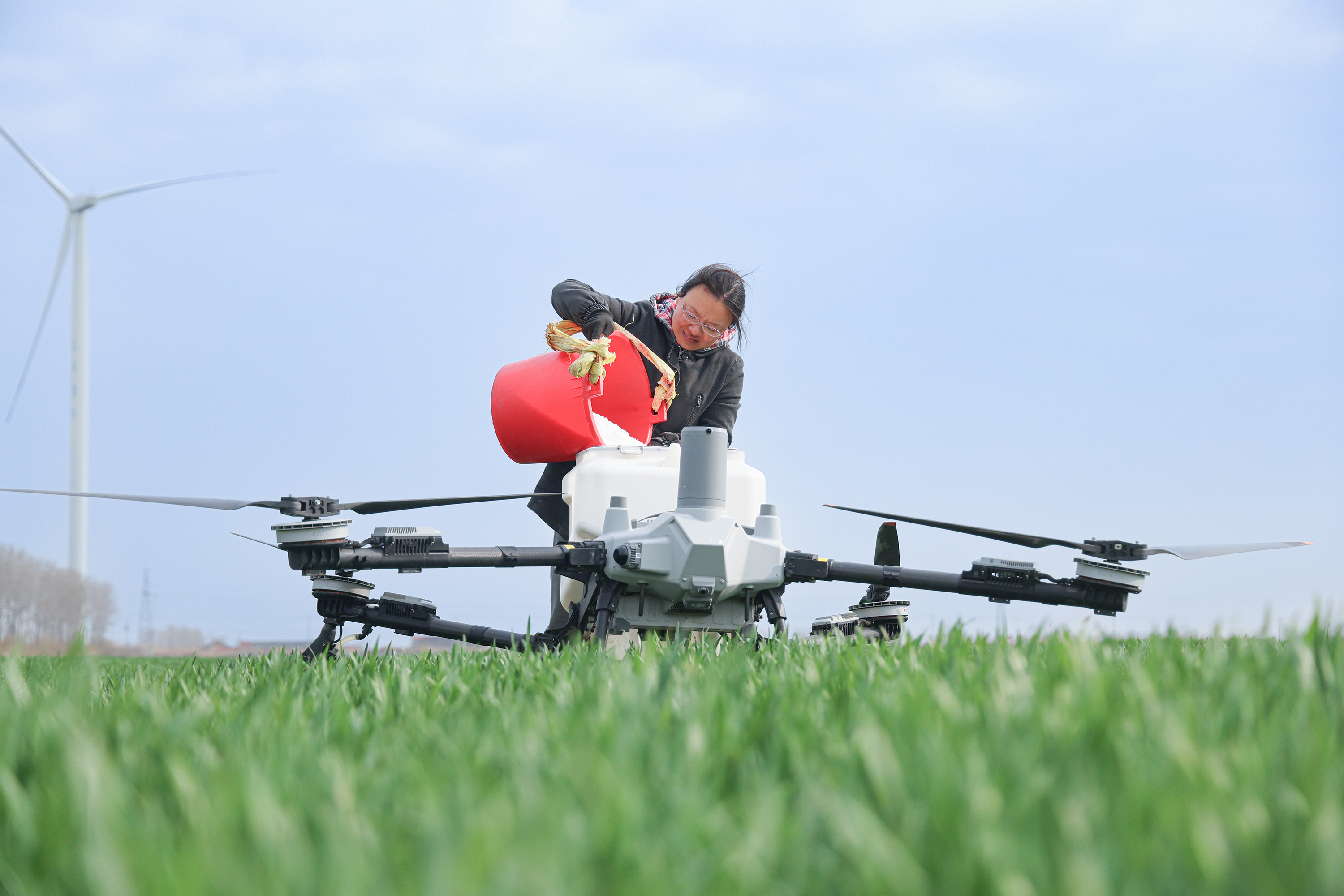 女飞手助力小麦春管