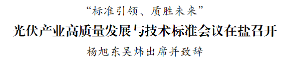 要闻丨光伏产业高质量发展与技术标准会议在盐召开